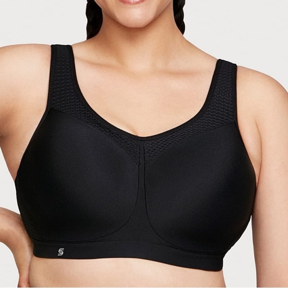 GLAMORISE SPORT womens black wirefree no bounce sports bra NWOT